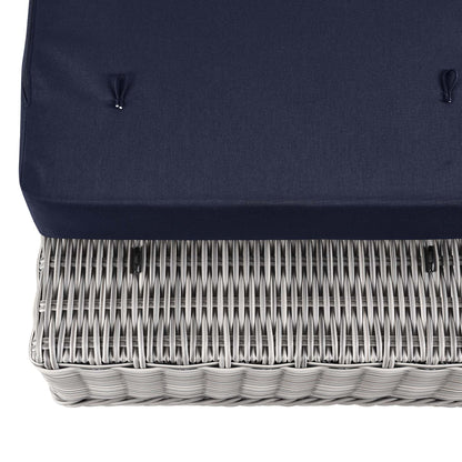 Modway Outlet Conway Outdoor Patio Wicker Rattan Ottoman by Modway  Outdoor Furniture Furniture Light Gray Navy - EEI-4839-LGR-NAV