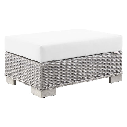 Modway - Conway Outdoor Patio Wicker Rattan Ottoman by Modway  Outdoor Furniture Sofa Sectionals White - EEI-4839-LGR-WHI
