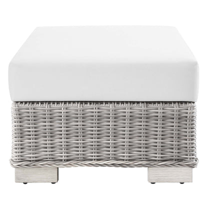Modway - Conway Outdoor Patio Wicker Rattan Ottoman by Modway  Outdoor Furniture Sofa Sectionals White - EEI-4839-LGR-WHI