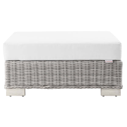 Modway - Conway Outdoor Patio Wicker Rattan Ottoman by Modway  Outdoor Furniture Sofa Sectionals White - EEI-4839-LGR-WHI