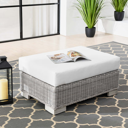 Modway - Conway Outdoor Patio Wicker Rattan Ottoman by Modway  Outdoor Furniture Sofa Sectionals White - EEI-4839-LGR-WHI