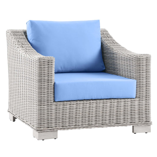 Modway Outlet Conway Outdoor Patio Wicker Rattan Armchair by Modway  Outdoor Furniture Furniture Light Gray Light Blue - EEI-4840-LGR-LBU