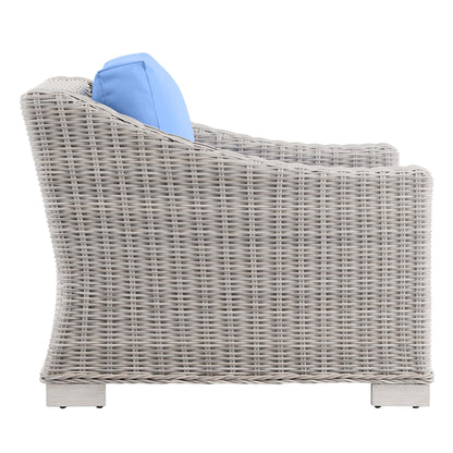 Modway Outlet Conway Outdoor Patio Wicker Rattan Armchair by Modway  Outdoor Furniture Furniture Light Gray Light Blue - EEI-4840-LGR-LBU