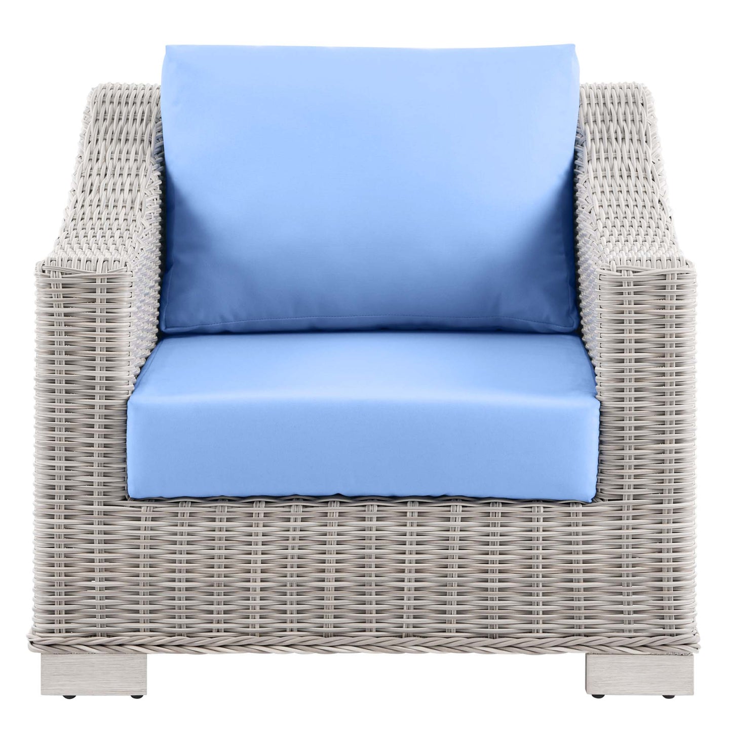 Modway Outlet Conway Outdoor Patio Wicker Rattan Armchair by Modway  Outdoor Furniture Furniture Light Gray Light Blue - EEI-4840-LGR-LBU