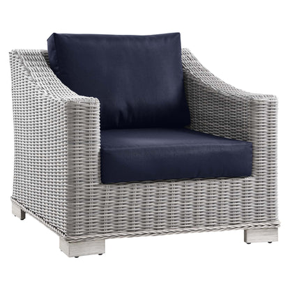 Modway - Conway Outdoor Patio Wicker Rattan Armchair by Modway  Outdoor Furniture Sofa Sectionals Blue - EEI-4840-LGR-NAV