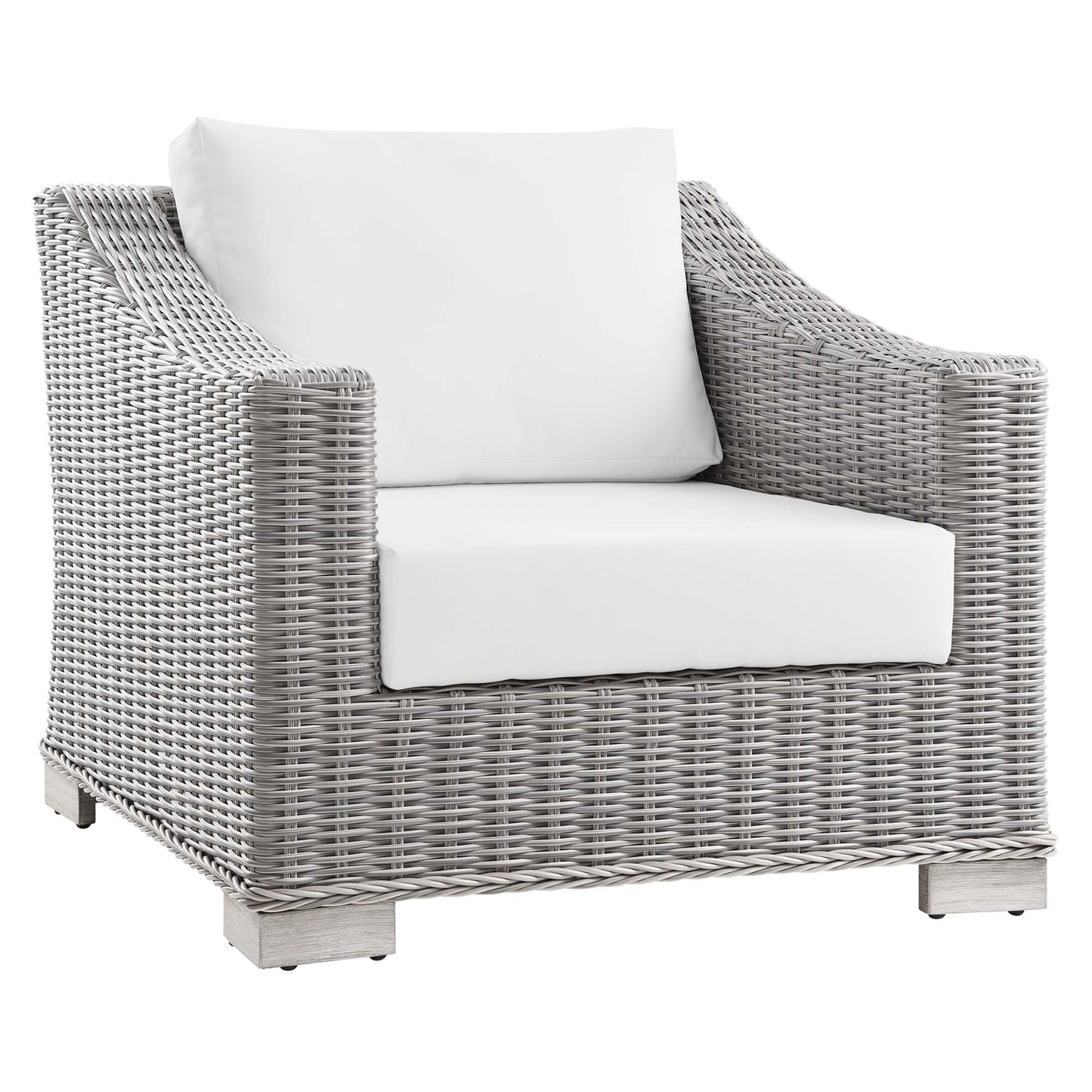 Modway Outlet Conway Outdoor Patio Wicker Rattan Armchair by Modway  Outdoor Furniture Furniture Light Gray White - EEI-4840-LGR-WHI