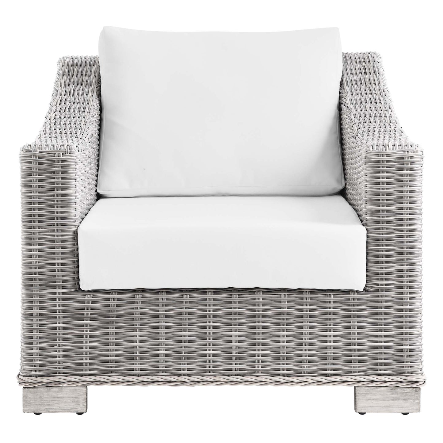 Modway Outlet Conway Outdoor Patio Wicker Rattan Armchair by Modway  Outdoor Furniture Furniture Light Gray White - EEI-4840-LGR-WHI