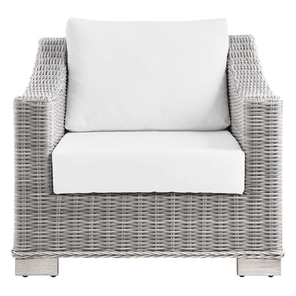 Modway Outlet Conway Outdoor Patio Wicker Rattan Armchair by Modway  Outdoor Furniture Furniture Light Gray White - EEI-4840-LGR-WHI