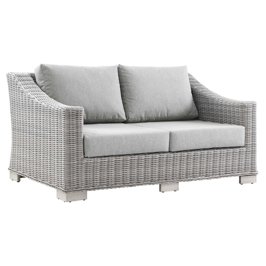 Modway - Conway Outdoor Patio Wicker Rattan Loveseat by Modway  Outdoor Furniture Sofa Sectionals Gray - EEI-4841-LGR-GRY