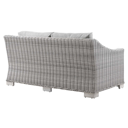Modway - Conway Outdoor Patio Wicker Rattan Loveseat by Modway  Outdoor Furniture Sofa Sectionals Gray - EEI-4841-LGR-GRY