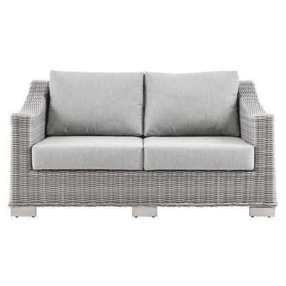 Modway - Conway Outdoor Patio Wicker Rattan Loveseat by Modway  Outdoor Furniture Sofa Sectionals Gray - EEI-4841-LGR-GRY