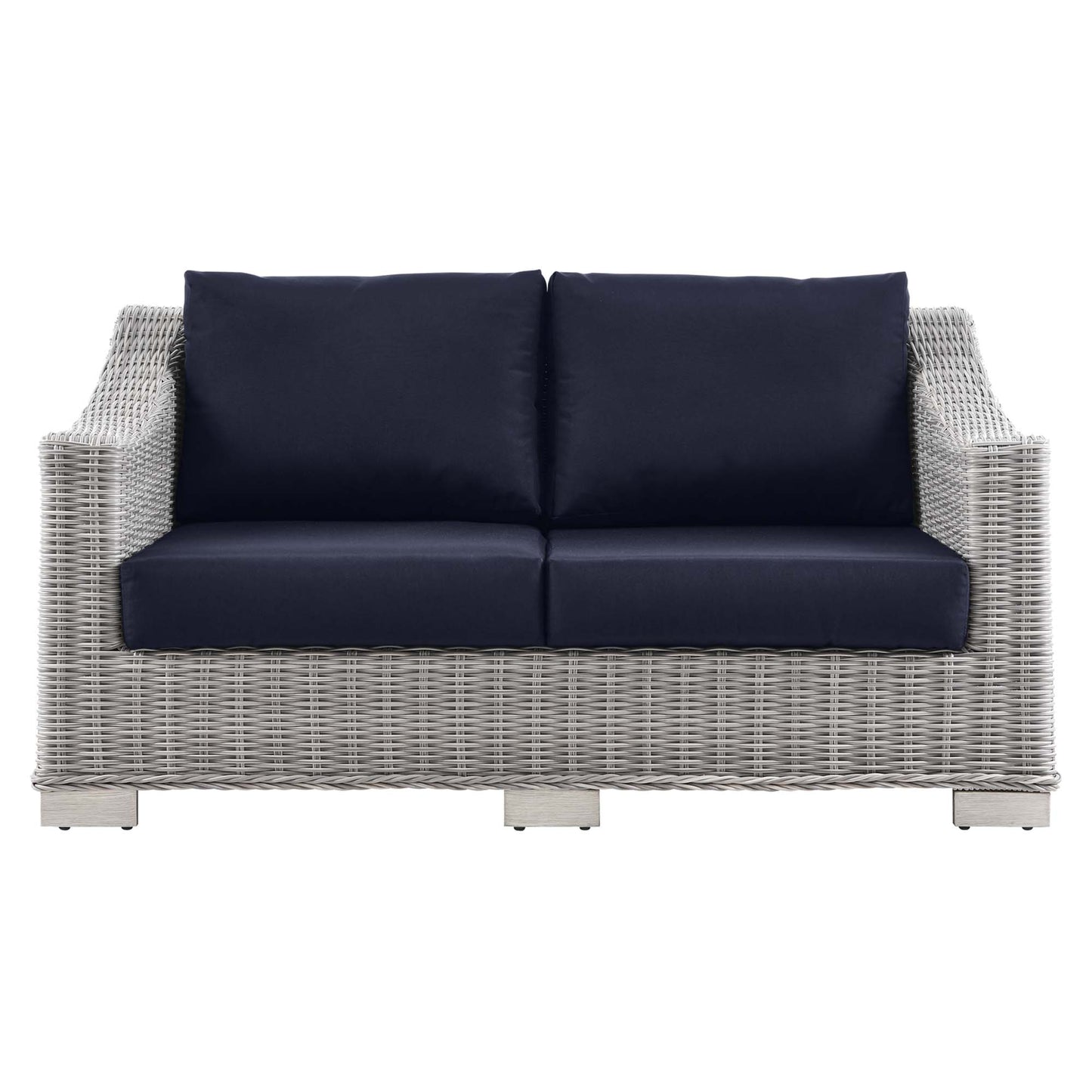 Modway - Conway Outdoor Patio Wicker Rattan Loveseat by Modway  Outdoor Furniture Sofa Sectionals Blue - EEI-4841-LGR-NAV