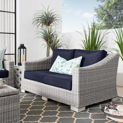 Modway - Conway Outdoor Patio Wicker Rattan Loveseat by Modway  Outdoor Furniture Sofa Sectionals Blue - EEI-4841-LGR-NAV
