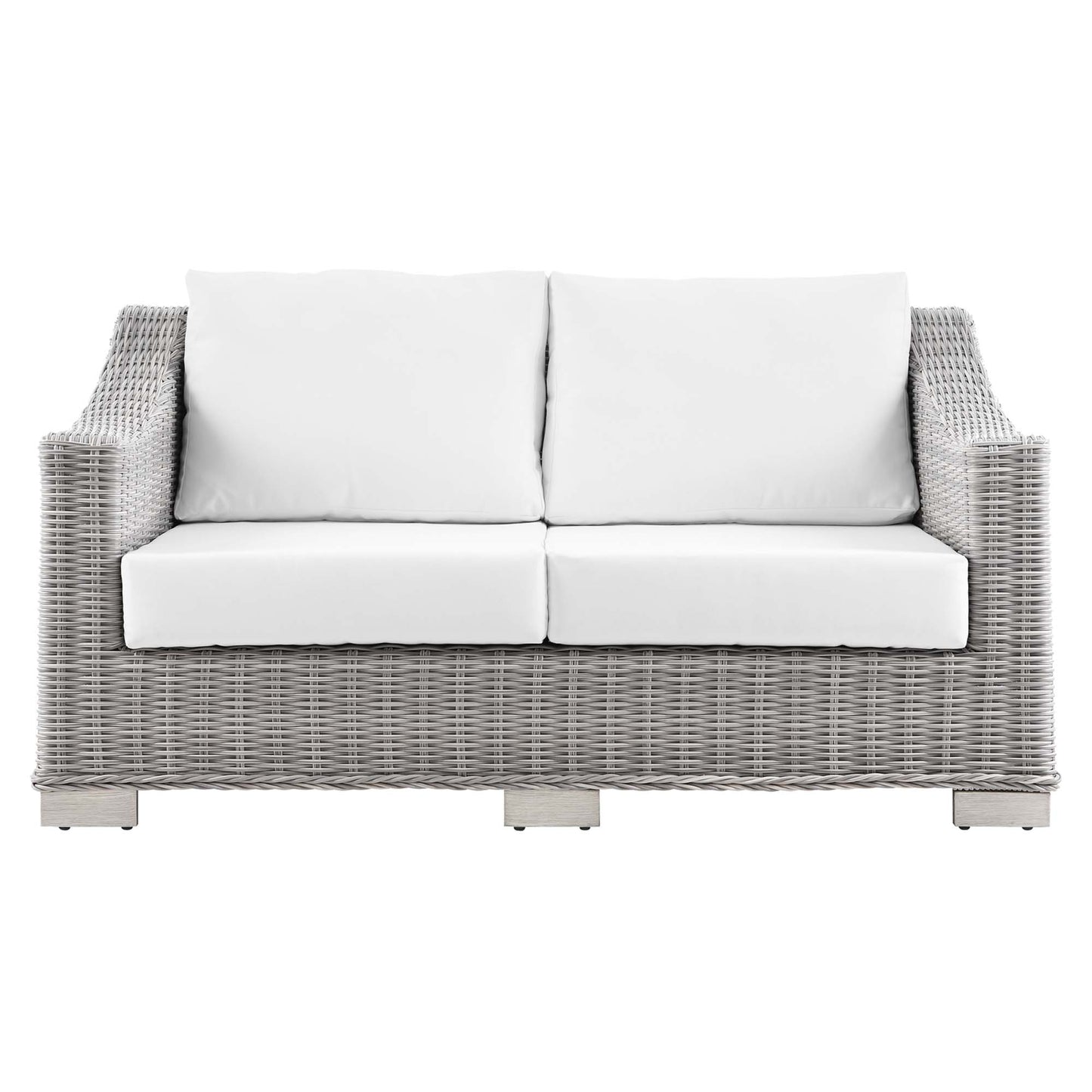Modway Outlet Conway Outdoor Patio Wicker Rattan Loveseat by Modway  Outdoor Furniture Furniture Light Gray White - EEI-4841-LGR-WHI