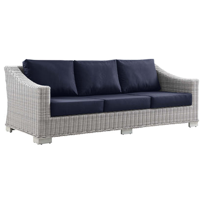 Modway - Conway Outdoor Patio Wicker Rattan Sofa by Modway  Outdoor Furniture Sofa Sectionals Blue - EEI-4842-LGR-NAV