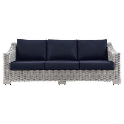 Modway - Conway Outdoor Patio Wicker Rattan Sofa by Modway  Outdoor Furniture Sofa Sectionals Blue - EEI-4842-LGR-NAV