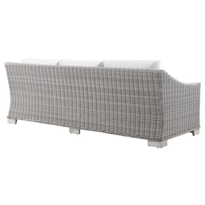 Modway Outlet Conway Outdoor Patio Wicker Rattan Sofa by Modway  Outdoor Furniture Furniture Light Gray White - EEI-4842-LGR-WHI