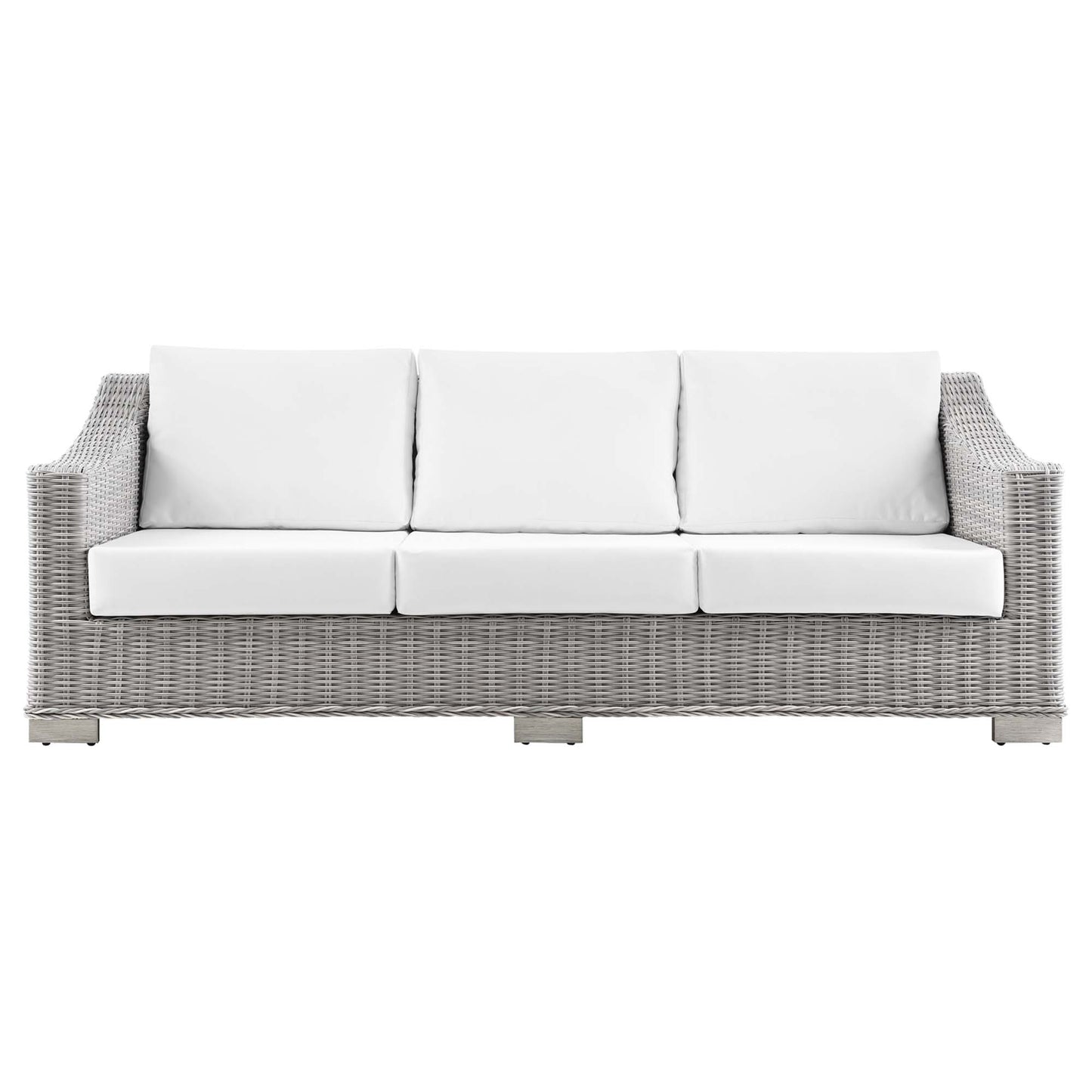 Modway Outlet Conway Outdoor Patio Wicker Rattan Sofa by Modway  Outdoor Furniture Furniture Light Gray White - EEI-4842-LGR-WHI