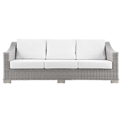 Modway Outlet Conway Outdoor Patio Wicker Rattan Sofa by Modway  Outdoor Furniture Furniture Light Gray White - EEI-4842-LGR-WHI