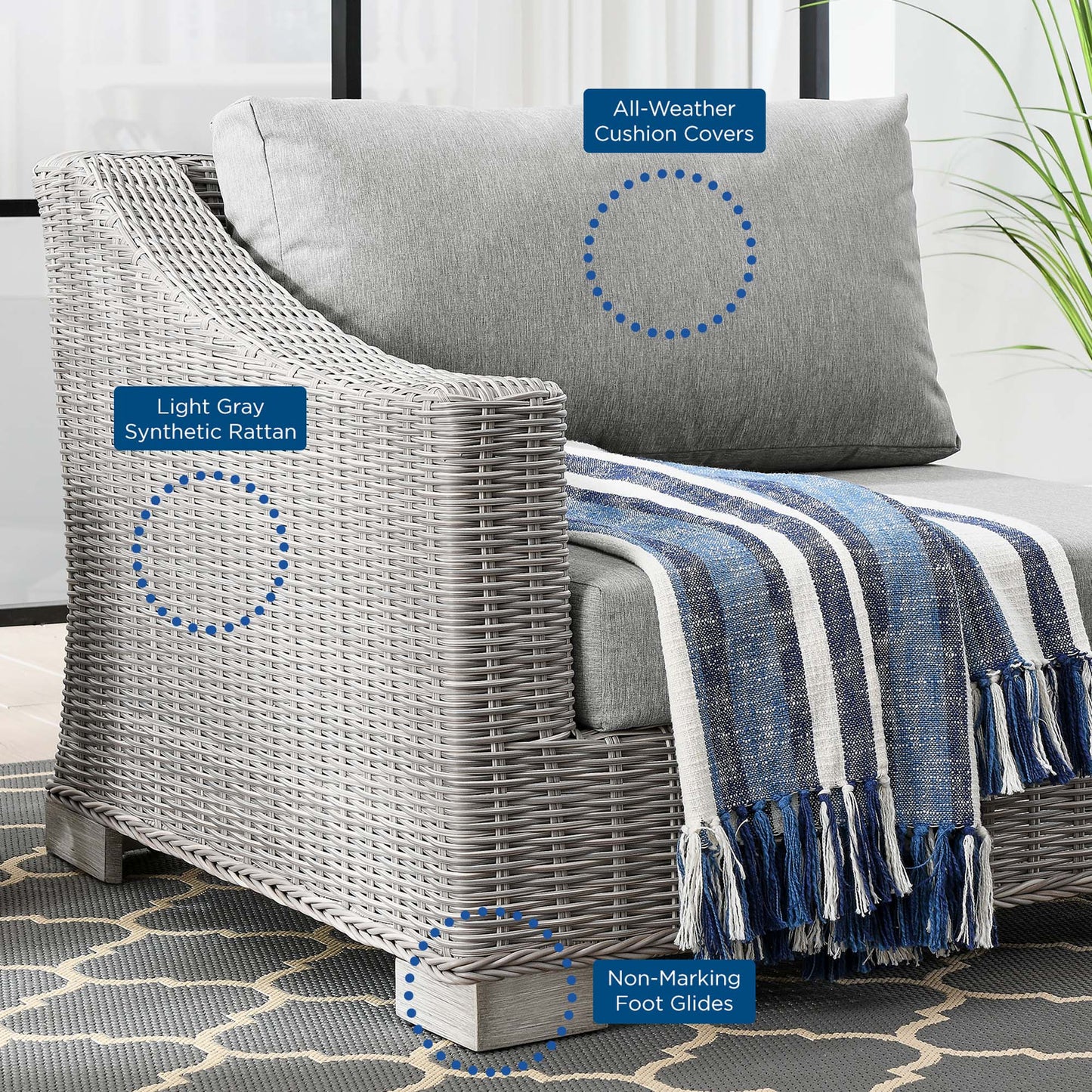 Modway Outlet Conway Outdoor Patio Wicker Rattan Left-Arm Chair by Modway  Outdoor Furniture Furniture Light Gray Gray - EEI-4845-LGR-GRY