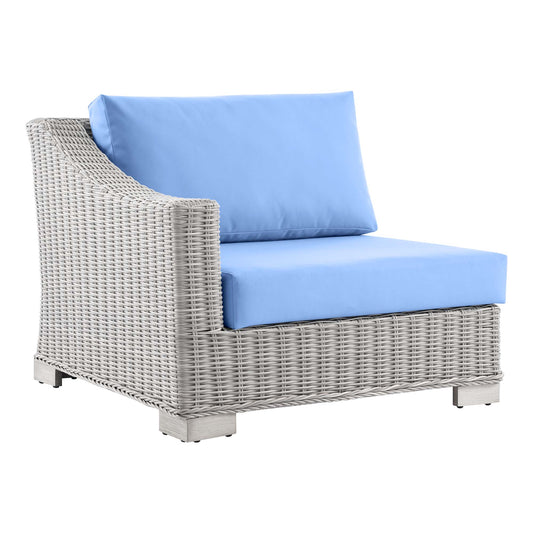 Modway Outlet Conway Outdoor Patio Wicker Rattan Left-Arm Chair by Modway  Outdoor Furniture Furniture Light Gray Light Blue - EEI-4845-LGR-LBU