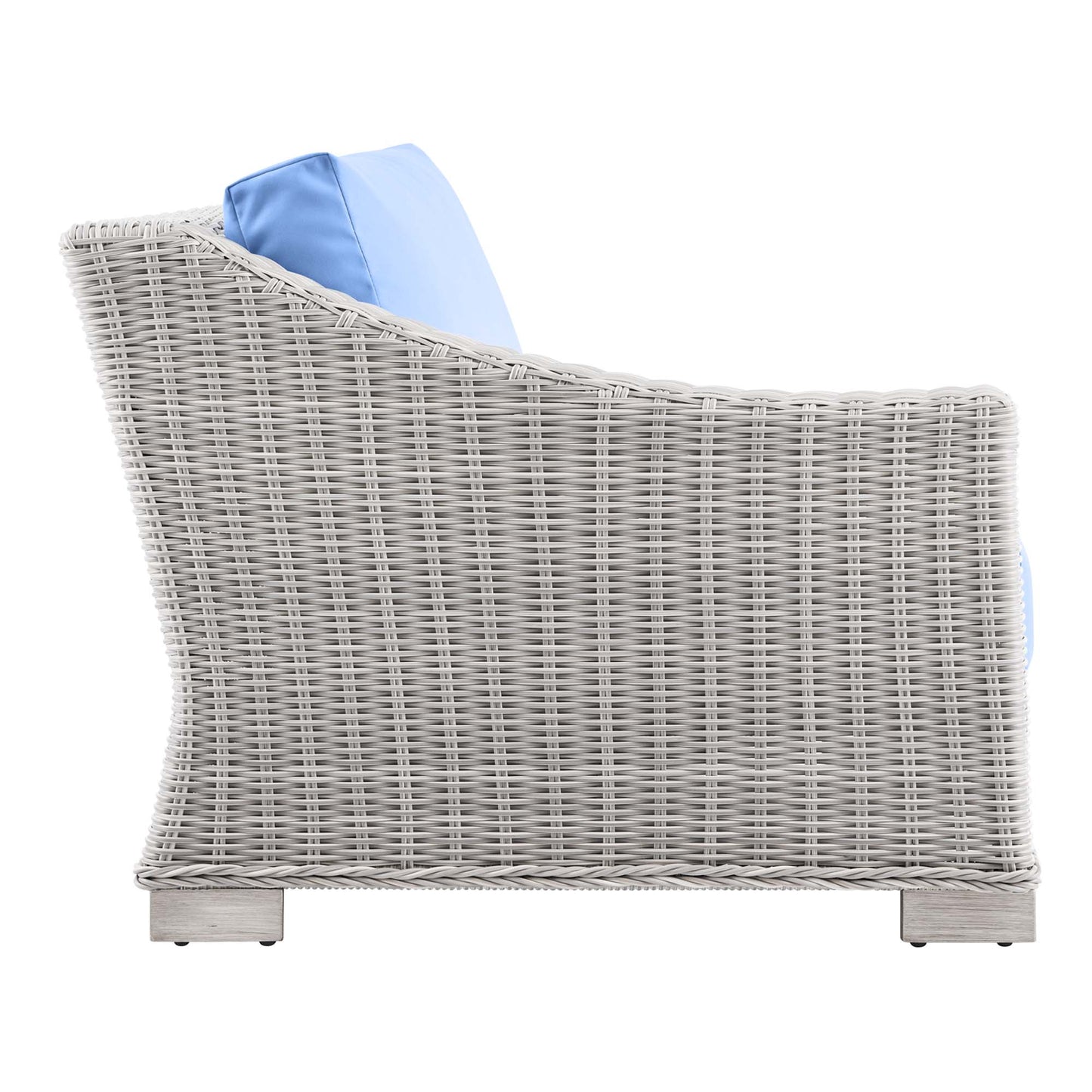 Modway Outlet Conway Outdoor Patio Wicker Rattan Left-Arm Chair by Modway  Outdoor Furniture Furniture Light Gray Light Blue - EEI-4845-LGR-LBU