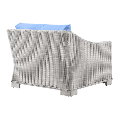 Modway Outlet Conway Outdoor Patio Wicker Rattan Left-Arm Chair by Modway  Outdoor Furniture Furniture Light Gray Light Blue - EEI-4845-LGR-LBU