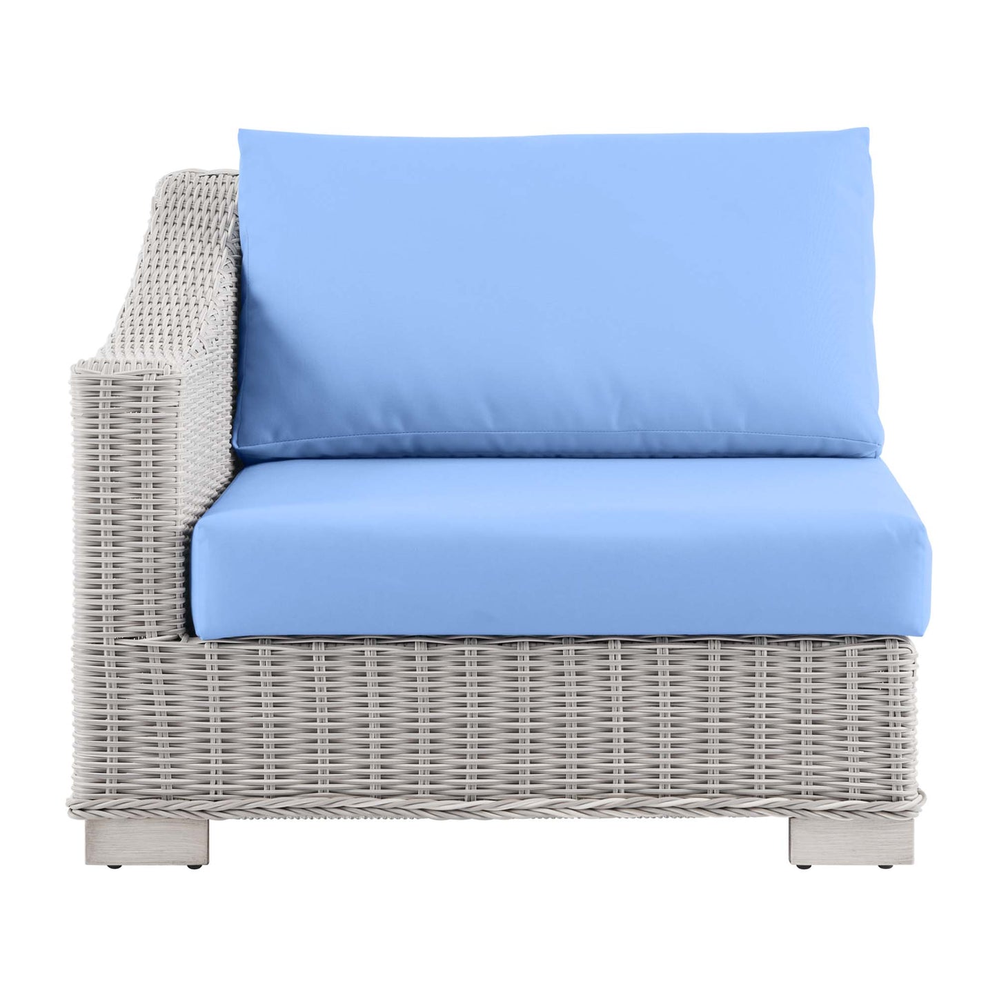 Modway Outlet Conway Outdoor Patio Wicker Rattan Left-Arm Chair by Modway  Outdoor Furniture Furniture Light Gray Light Blue - EEI-4845-LGR-LBU
