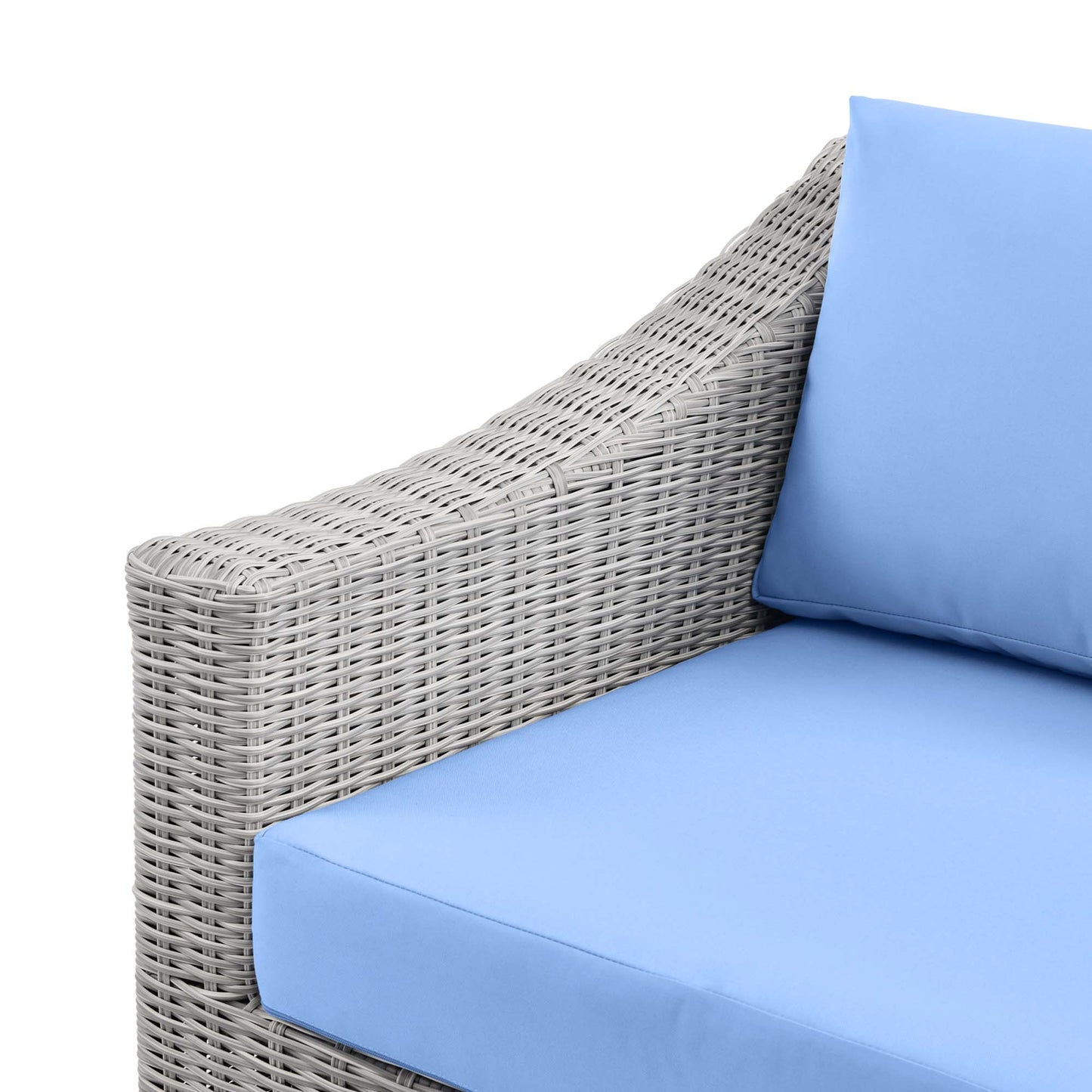 Modway Outlet Conway Outdoor Patio Wicker Rattan Left-Arm Chair by Modway  Outdoor Furniture Furniture Light Gray Light Blue - EEI-4845-LGR-LBU