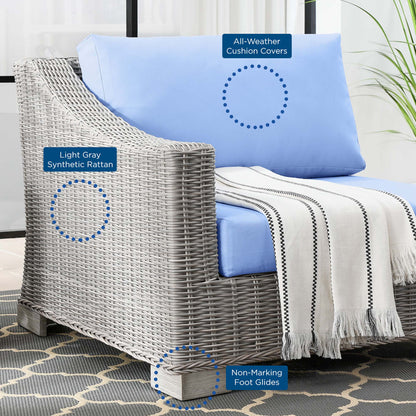 Modway Outlet Conway Outdoor Patio Wicker Rattan Left-Arm Chair by Modway  Outdoor Furniture Furniture Light Gray Light Blue - EEI-4845-LGR-LBU