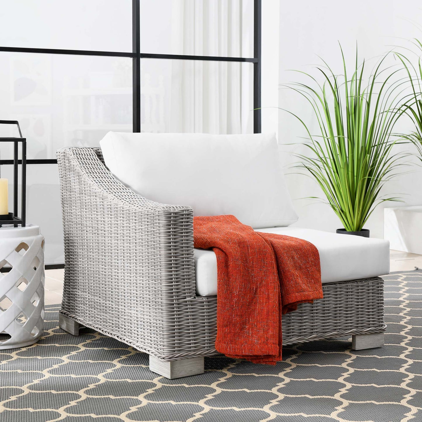 Modway Outlet Conway Outdoor Patio Wicker Rattan Left-Arm Chair by Modway  Outdoor Furniture Furniture Light Gray White - EEI-4845-LGR-WHI