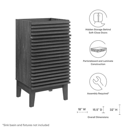 Modway Outlet Render 18" Bathroom Vanity Cabinet (Sink Basin Not Included) by Modway  Bathroom Furniture Charcoal - EEI-4849-CHA