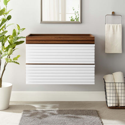 Modway Outlet Render 30" Wall-Mount Bathroom Vanity Cabinet (Sink Basin Not Included) by Modway  Bathroom Furniture White Walnut - EEI-4850-WHI-WAL