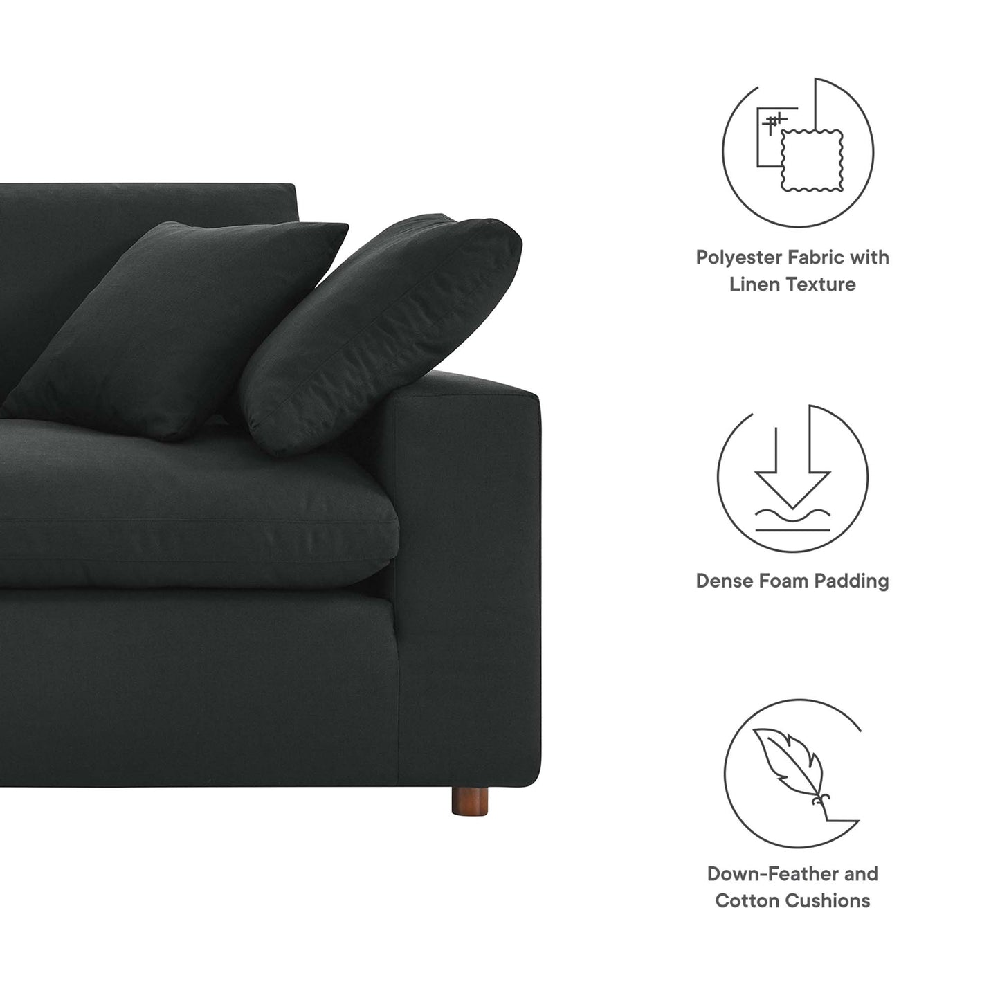 Modway Outlet Commix Down Filled Overstuffed Loveseat by Modway  Living Room Furniture Black - EEI-4859-BLK
