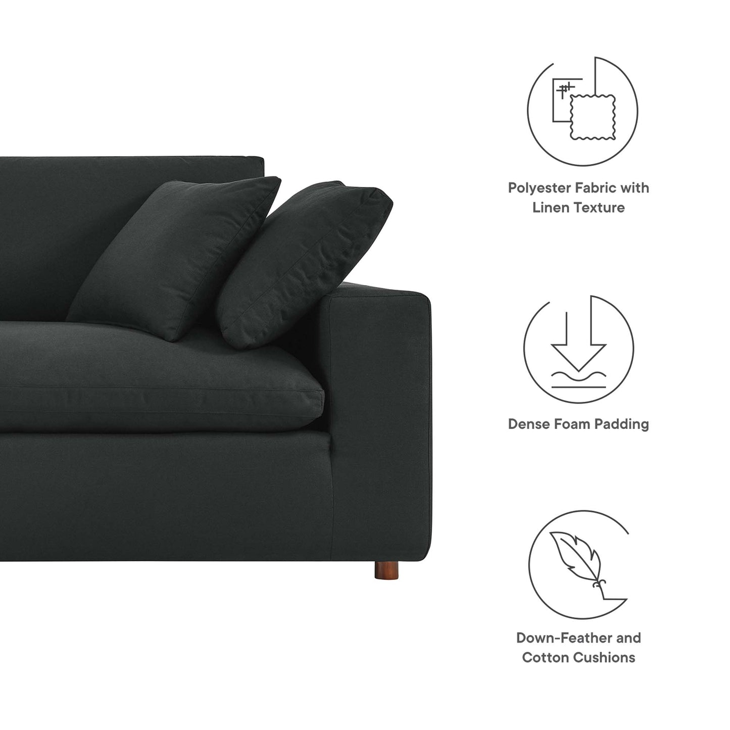 Modway Outlet Commix Down Filled Overstuffed Sofa by Modway  Living Room Furniture Black - EEI-4860-BLK