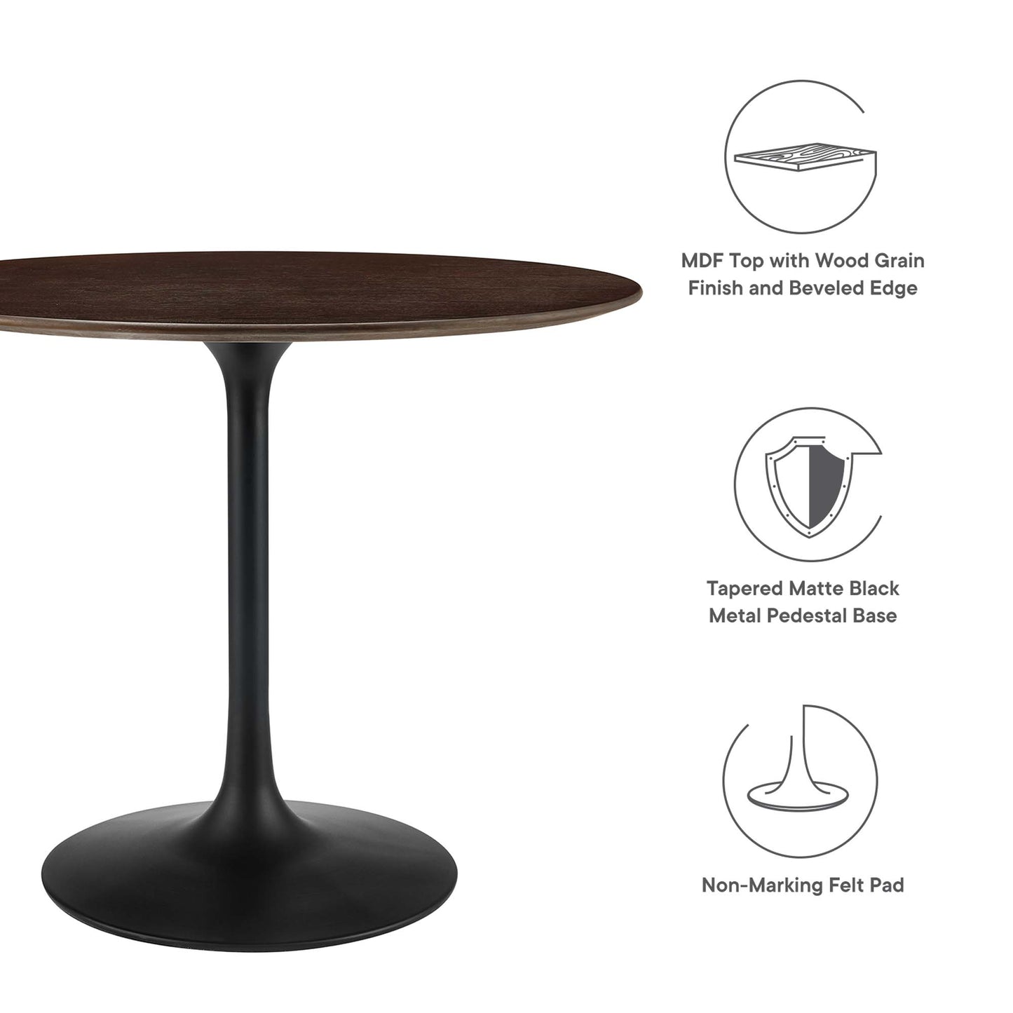 Modway - Lippa 36" Round Wood Dining Table by Modway  Bar and Dining Bar and Dining Tables Brown - EEI-4862-BLK-CHE