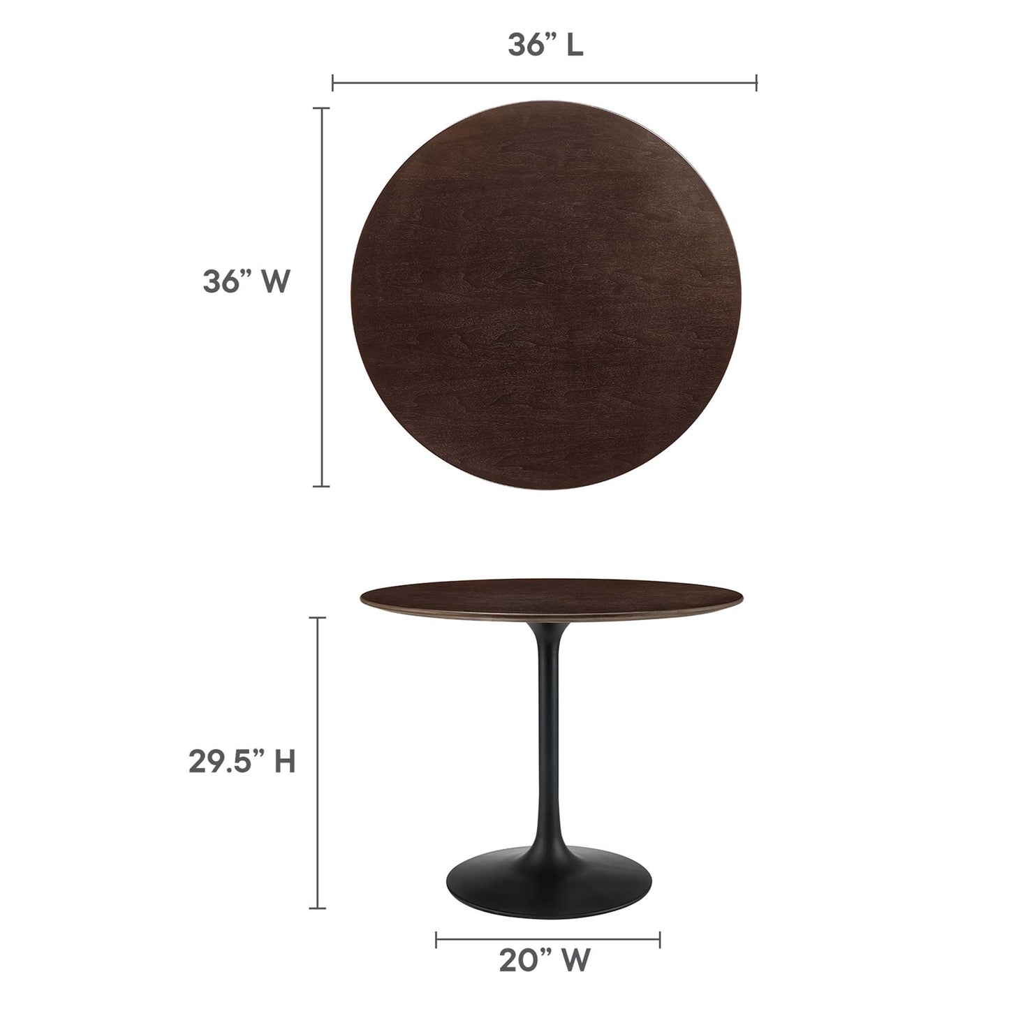 Modway - Lippa 36" Round Wood Dining Table by Modway  Bar and Dining Bar and Dining Tables Brown - EEI-4862-BLK-CHE