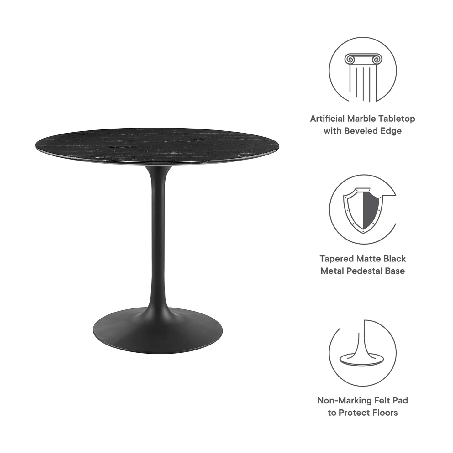 Modway - Lippa 36" Round Faux Marble Dining Table by Modway  Bar and Dining Bar and Dining Tables Black - EEI-4868-BLK-BLK