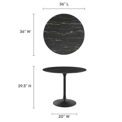 Modway - Lippa 36" Round Faux Marble Dining Table by Modway  Bar and Dining Bar and Dining Tables Black - EEI-4868-BLK-BLK