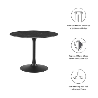 Modway - Lippa 40" Round Faux Marble Dining Table by Modway  Bar and Dining Bar and Dining Tables Black - EEI-4876-BLK-BLK
