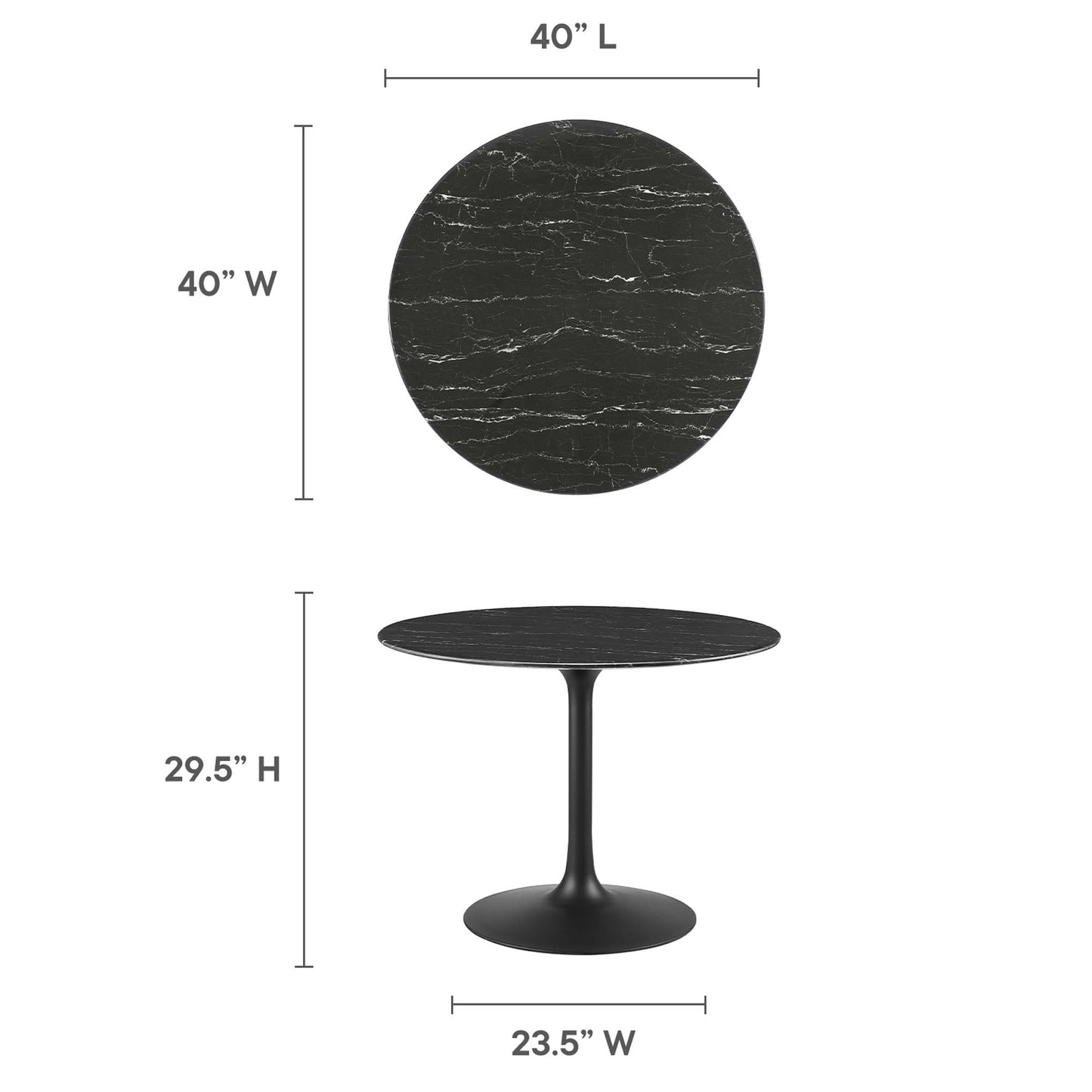Modway - Lippa 40" Round Faux Marble Dining Table by Modway  Bar and Dining Bar and Dining Tables Black - EEI-4876-BLK-BLK