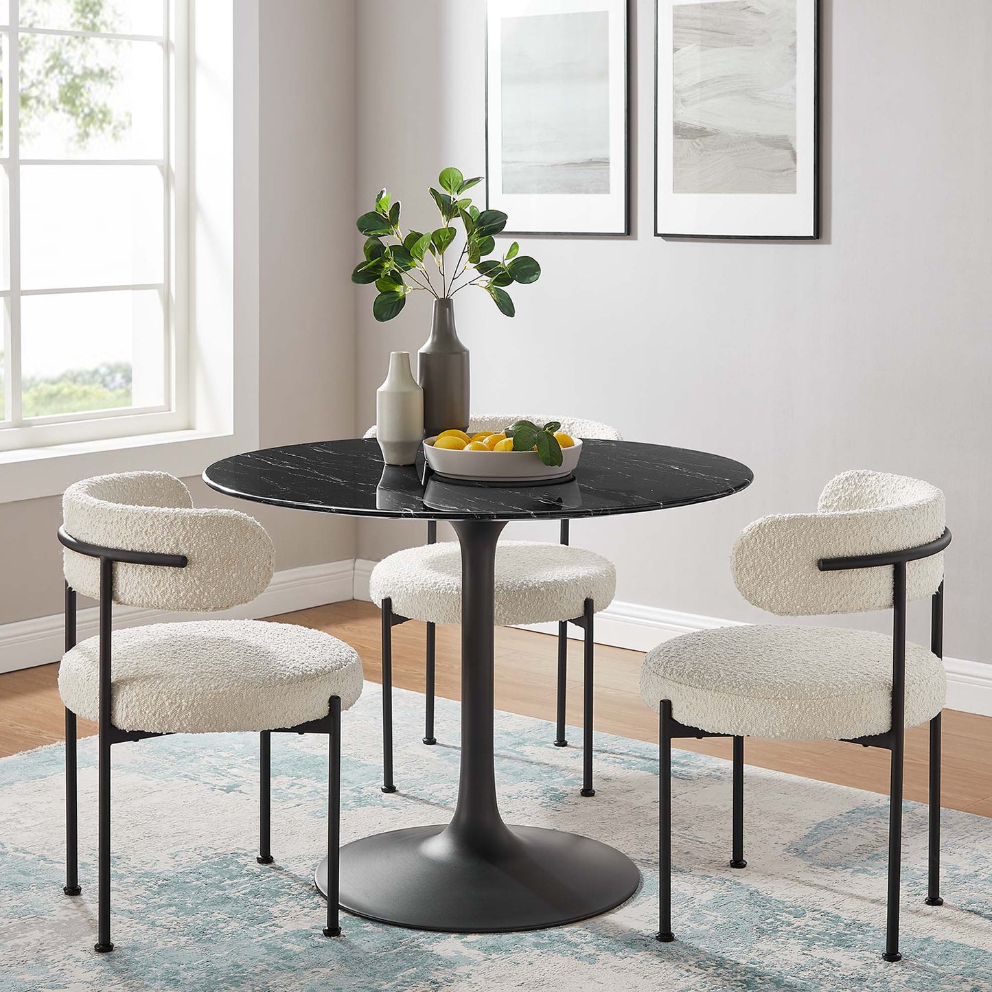 Modway - Lippa 40" Round Faux Marble Dining Table by Modway  Bar and Dining Bar and Dining Tables Black - EEI-4876-BLK-BLK