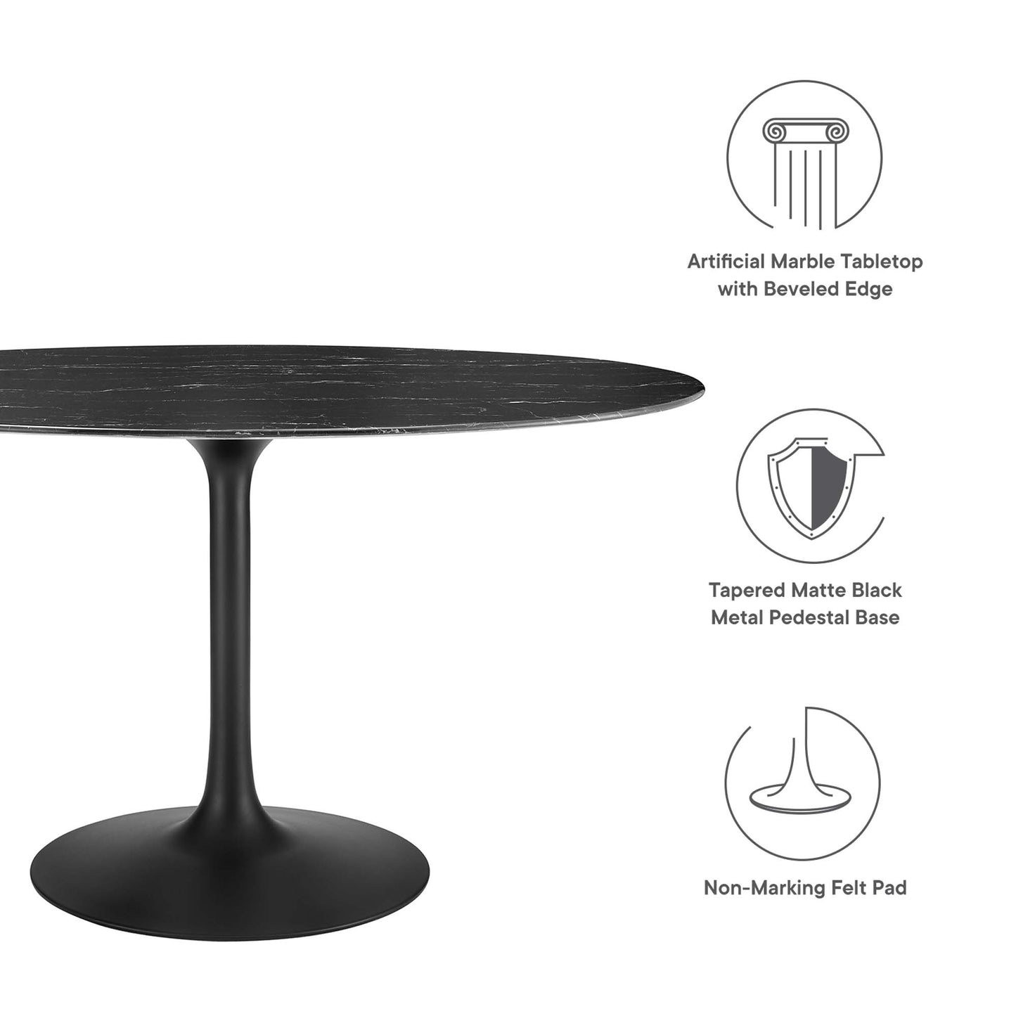 Modway - Lippa 54" Oval Faux Marble Dining Table by Modway  Bar and Dining Bar and Dining Tables Black - EEI-4880-BLK-BLK