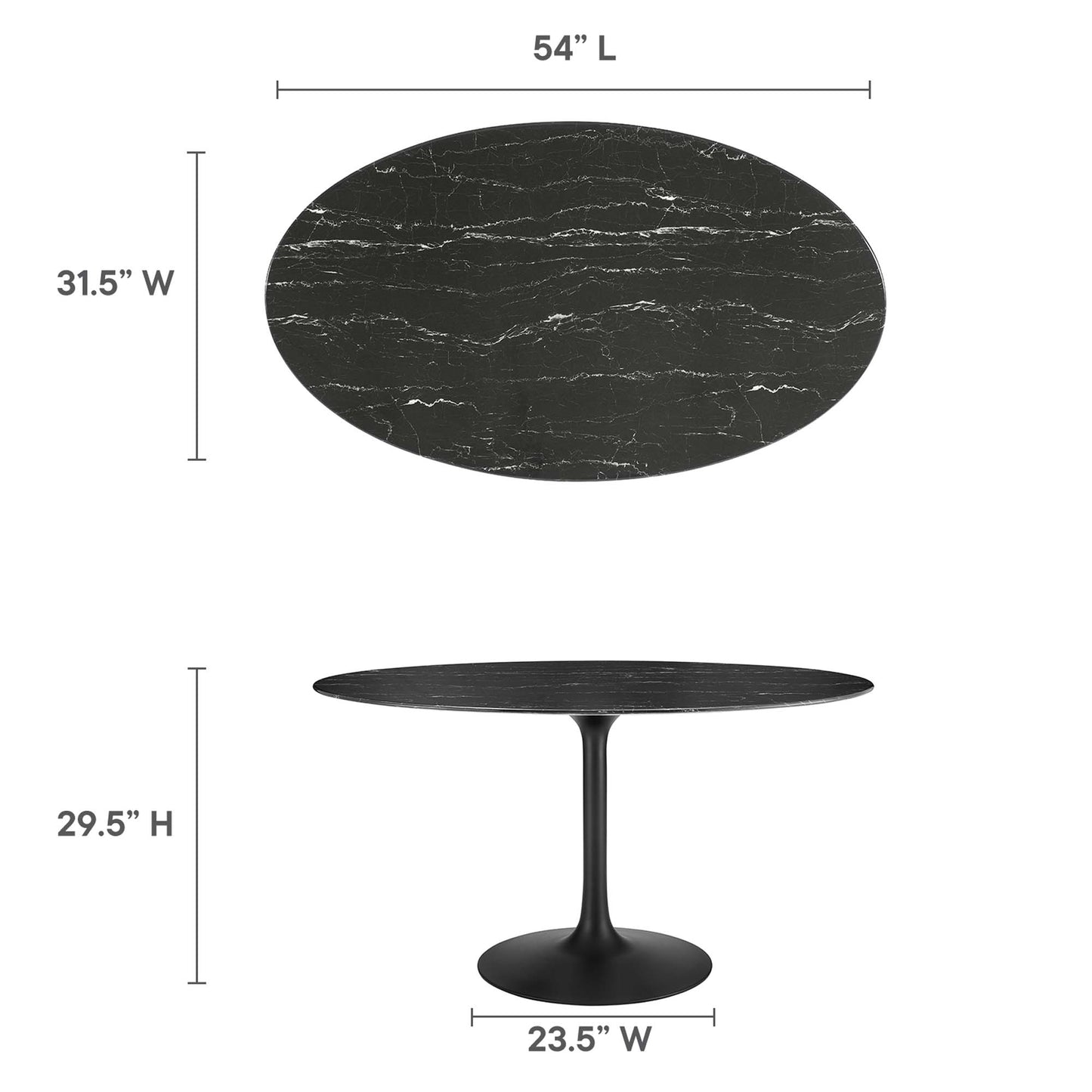 Modway - Lippa 54" Oval Faux Marble Dining Table by Modway  Bar and Dining Bar and Dining Tables Black - EEI-4880-BLK-BLK