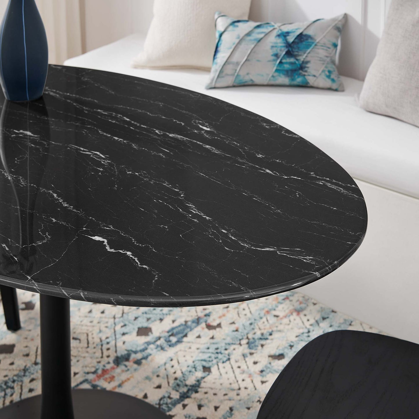 Modway - Lippa 54" Oval Faux Marble Dining Table by Modway  Bar and Dining Bar and Dining Tables Black - EEI-4880-BLK-BLK