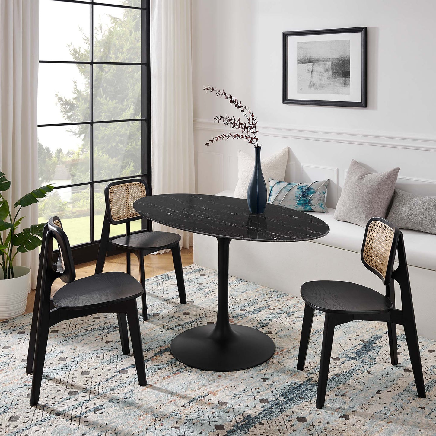 Modway - Lippa 54" Oval Faux Marble Dining Table by Modway  Bar and Dining Bar and Dining Tables Black - EEI-4880-BLK-BLK