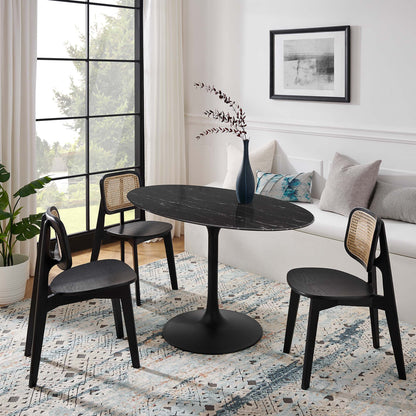 Modway - Lippa 54" Oval Faux Marble Dining Table by Modway  Bar and Dining Bar and Dining Tables Black - EEI-4880-BLK-BLK