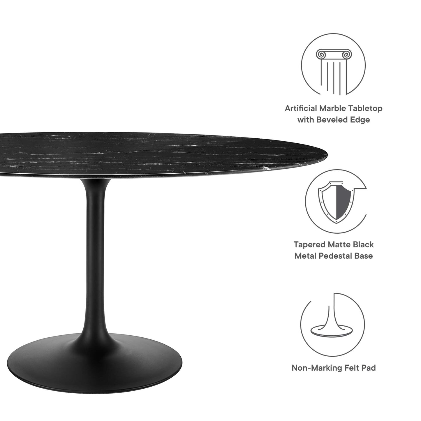 Modway - Lippa 60" Oval Faux Marble Dining Table by Modway  Bar and Dining Bar and Dining Tables Black - EEI-4881-BLK-BLK