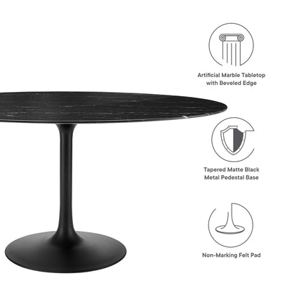 Modway - Lippa 60" Oval Faux Marble Dining Table by Modway  Bar and Dining Bar and Dining Tables Black - EEI-4881-BLK-BLK