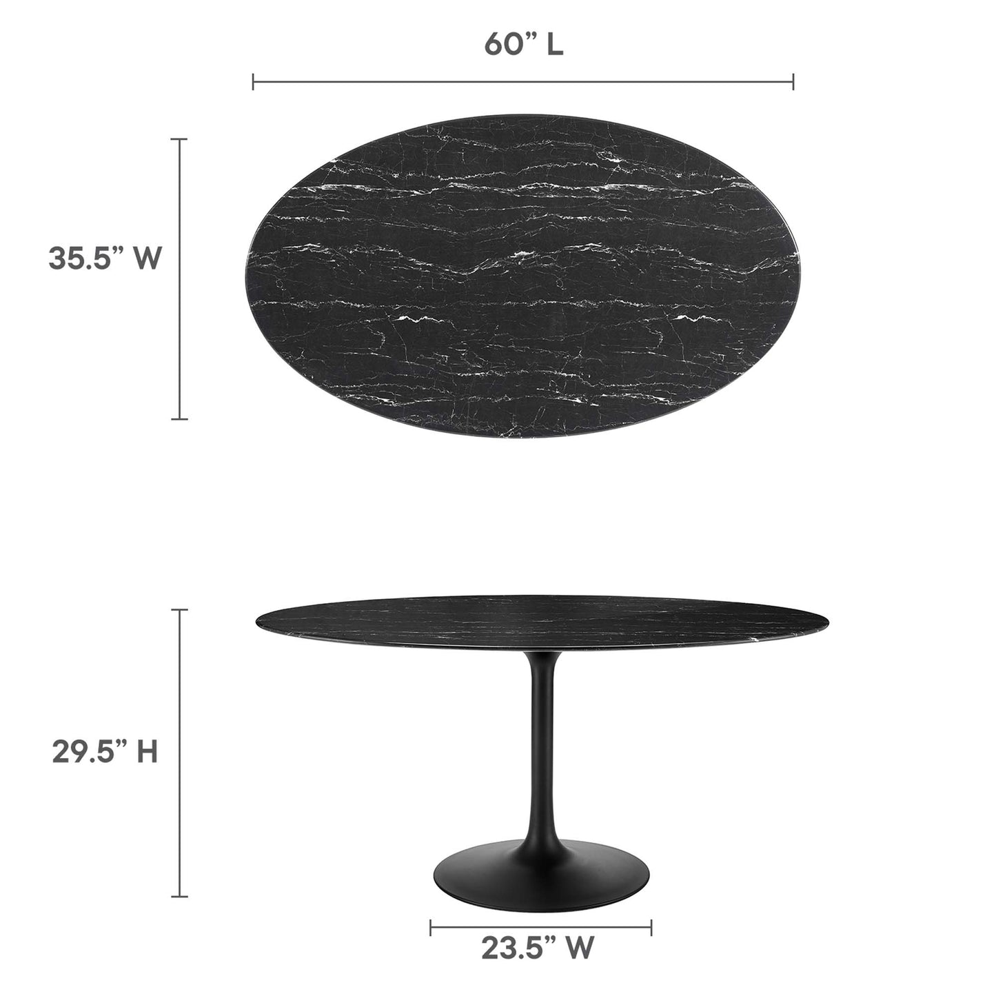 Modway - Lippa 60" Oval Faux Marble Dining Table by Modway  Bar and Dining Bar and Dining Tables Black - EEI-4881-BLK-BLK